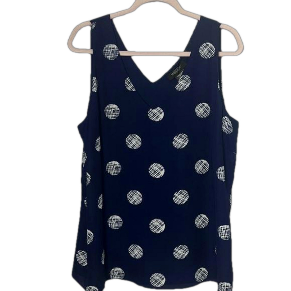 Michel Studio Reversible Navy Camisole with White Dots